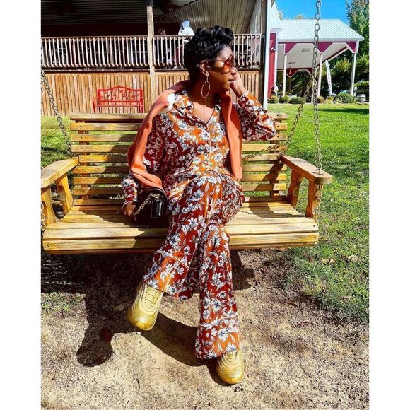 Women's Floral Wide Leg Trousers - La Ligne x Target Brown/White - Picture 4 of 7